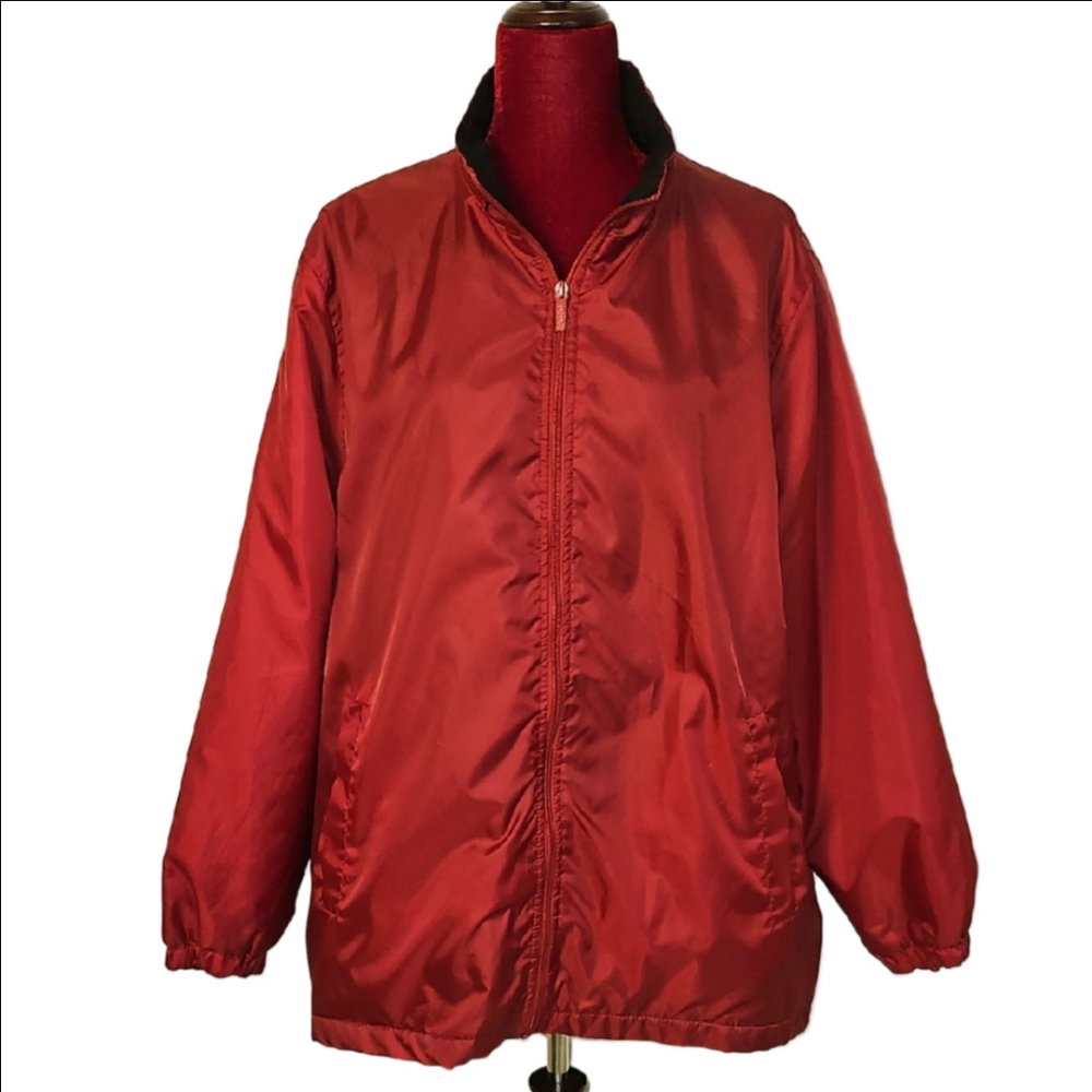 Totes Red Zip-Up Rain Jacket Size Extra Large